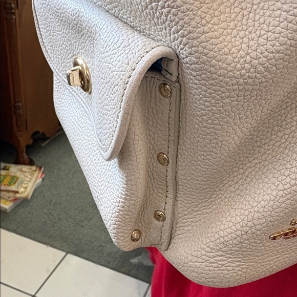 Coach Mini Backpack  F37789  leather cream/blue yellow red edging  2 turn locks main image 9